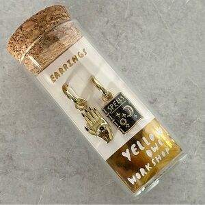 Yellow Owl Workshop Mystic Spells 18K Gold Gilt Hoop Earrings, NIB